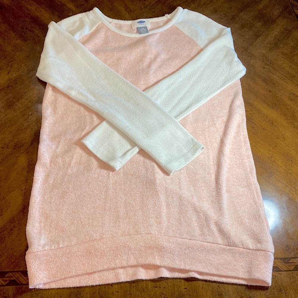Pink and white long sleeve shirt